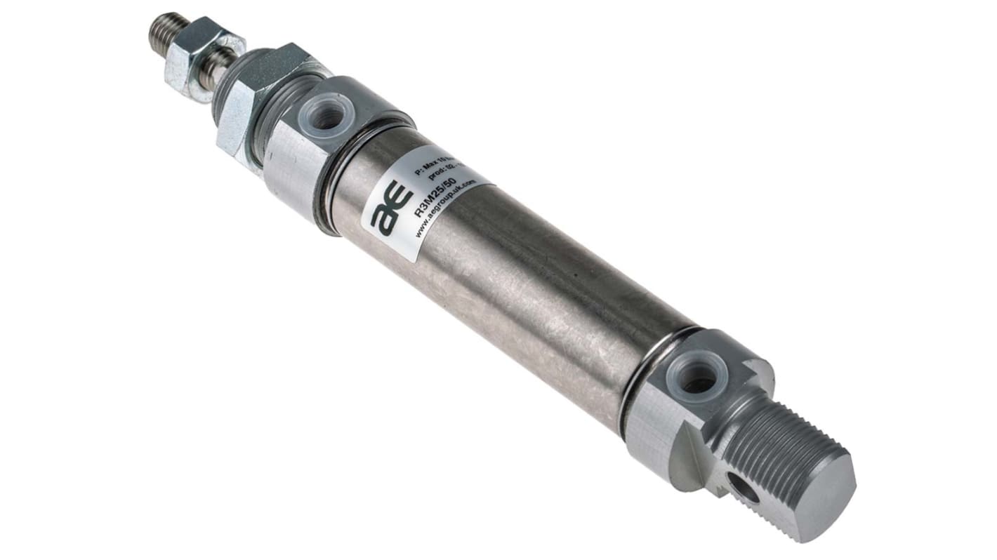 RS PRO Pneumatic Piston Rod Cylinder - 25mm Bore, 50mm Stroke, ISO 6432 Series, Double Acting