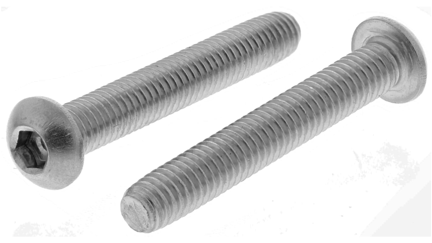 RS PRO Stainless Steel Hex Socket Button Screw, ISO 7380, M6 x 40mm