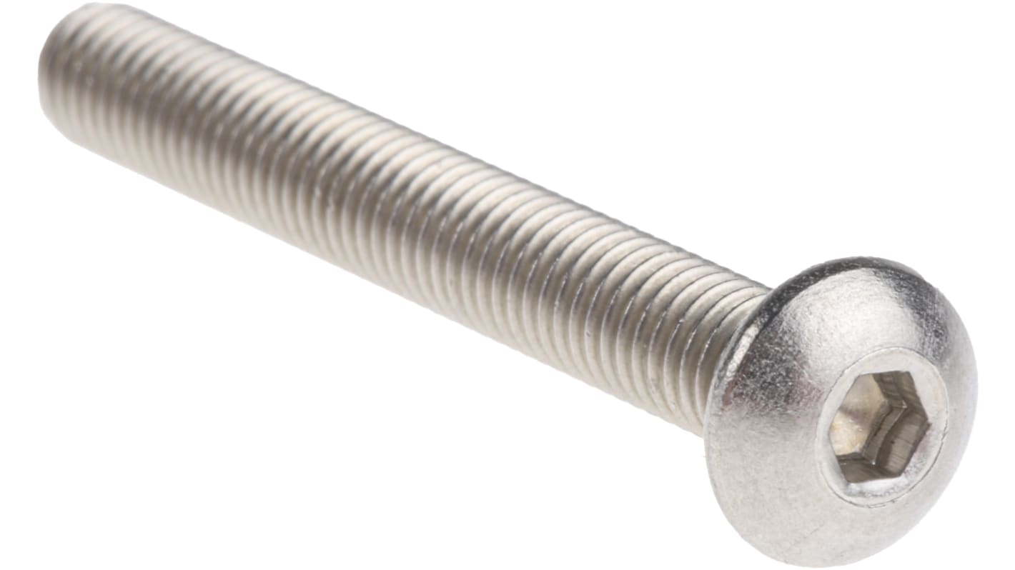 RS PRO Stainless Steel Hex Socket Button Screw, ISO 7380, M5 x 40mm