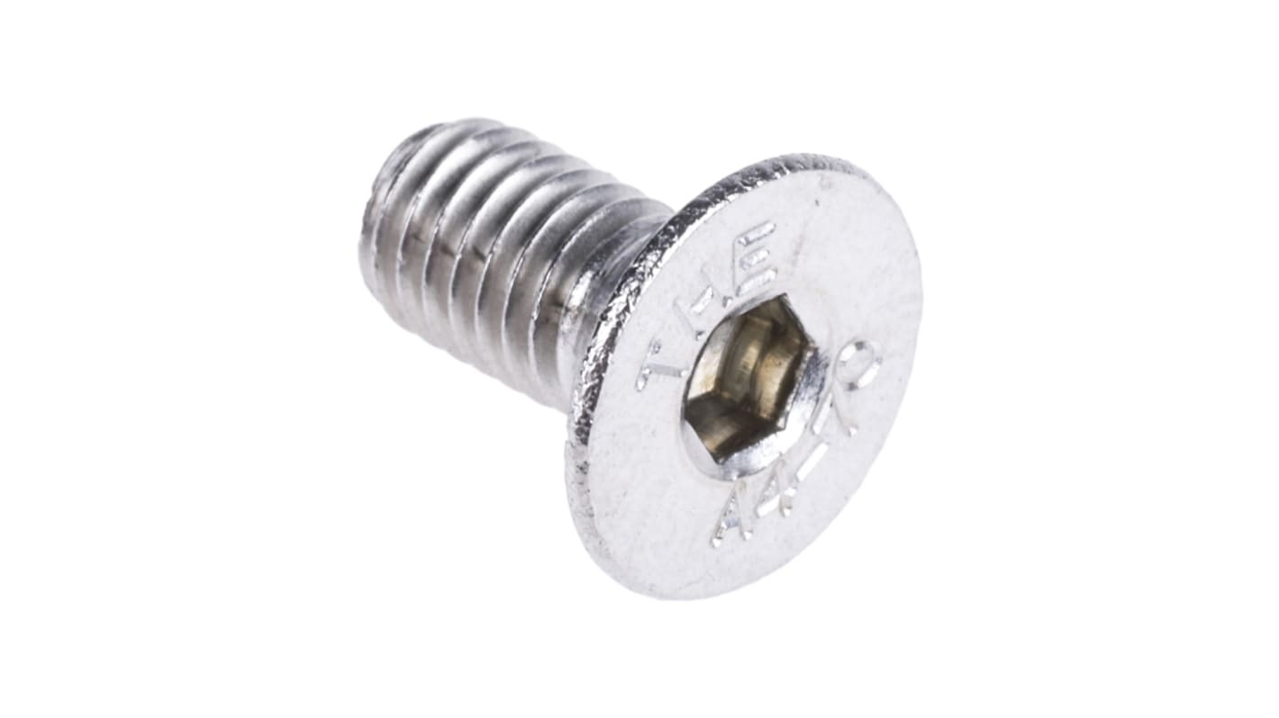 RS PRO Plain Stainless Steel Hex Socket Countersunk Screw, ISO 10642, M5 x 10mm