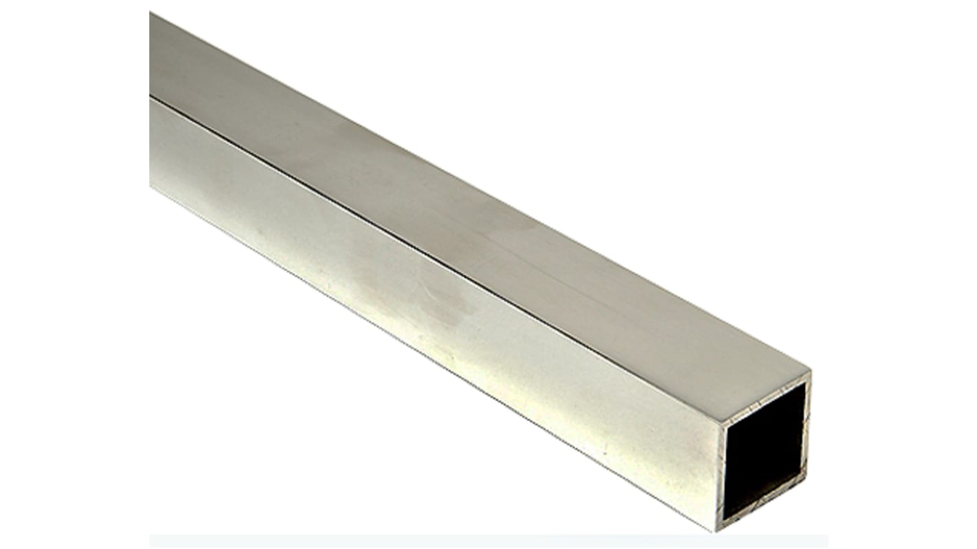 Square Aluminium Metal Tube, 1 1/4in ID, 1m L, 1 1/2in W, 1 1/2in H, 10SWG Thickness