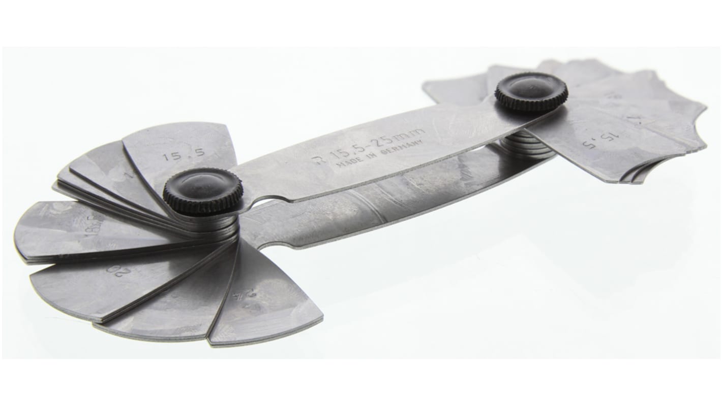 MikronTec 半径规, 公制测量15.5 → 25mm, 15叶片, 公制