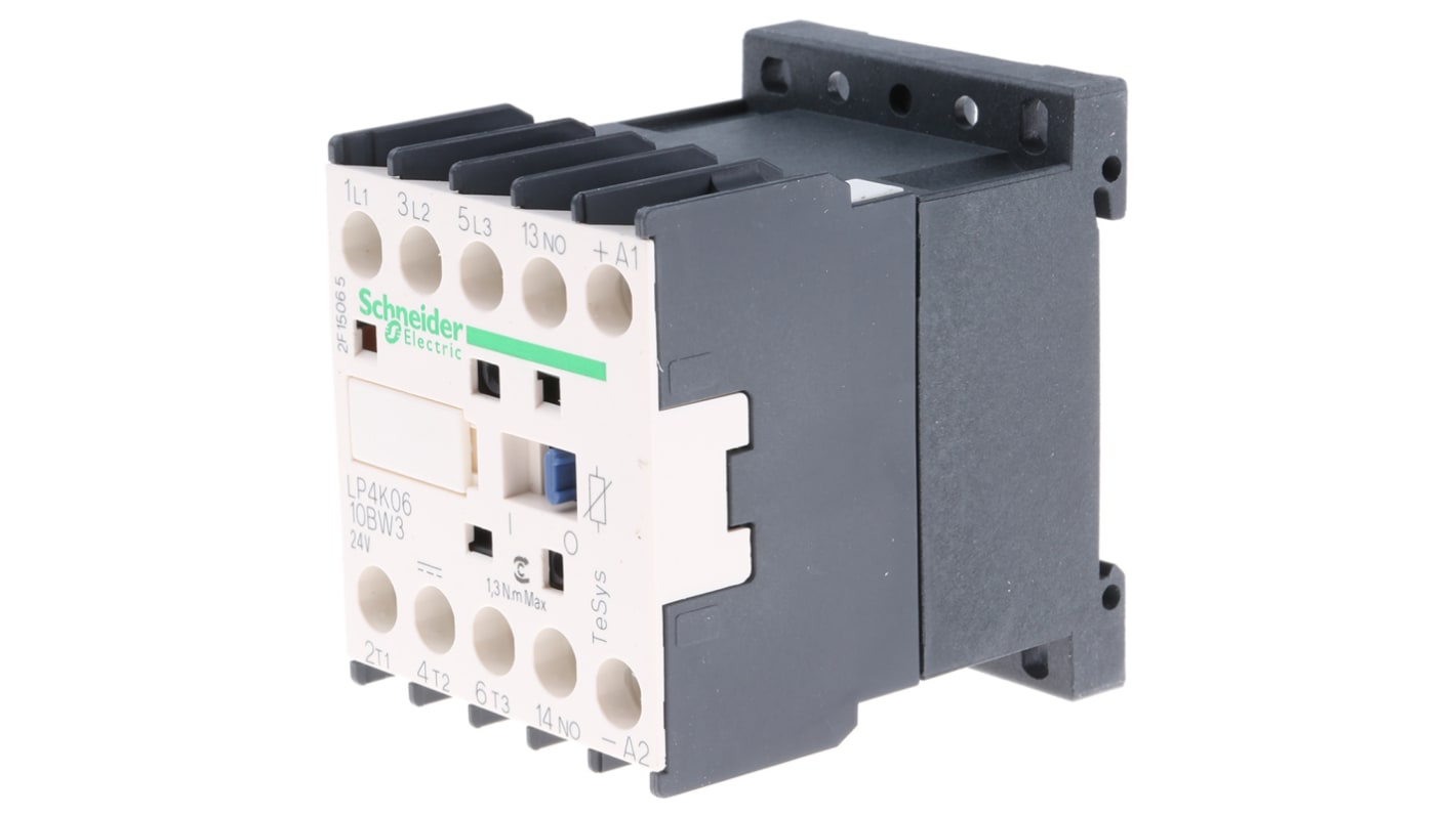 Schneider Electric TeSys K LP4K Contactor, 24 V dc Coil, 3-Pole, 6 A, 3 kW, 3NO, 600 V ac