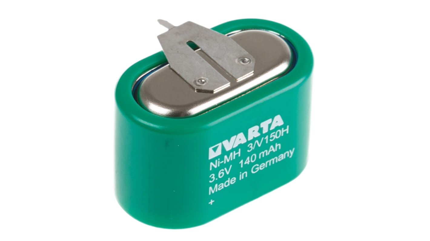Varta V150H 3.6V NiMH Button Rechargeable Battery, 150mAh