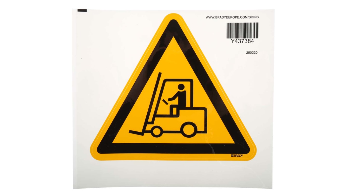 Brady Self-Adhesive Fork Lift Hazard Hazard Warning Sign