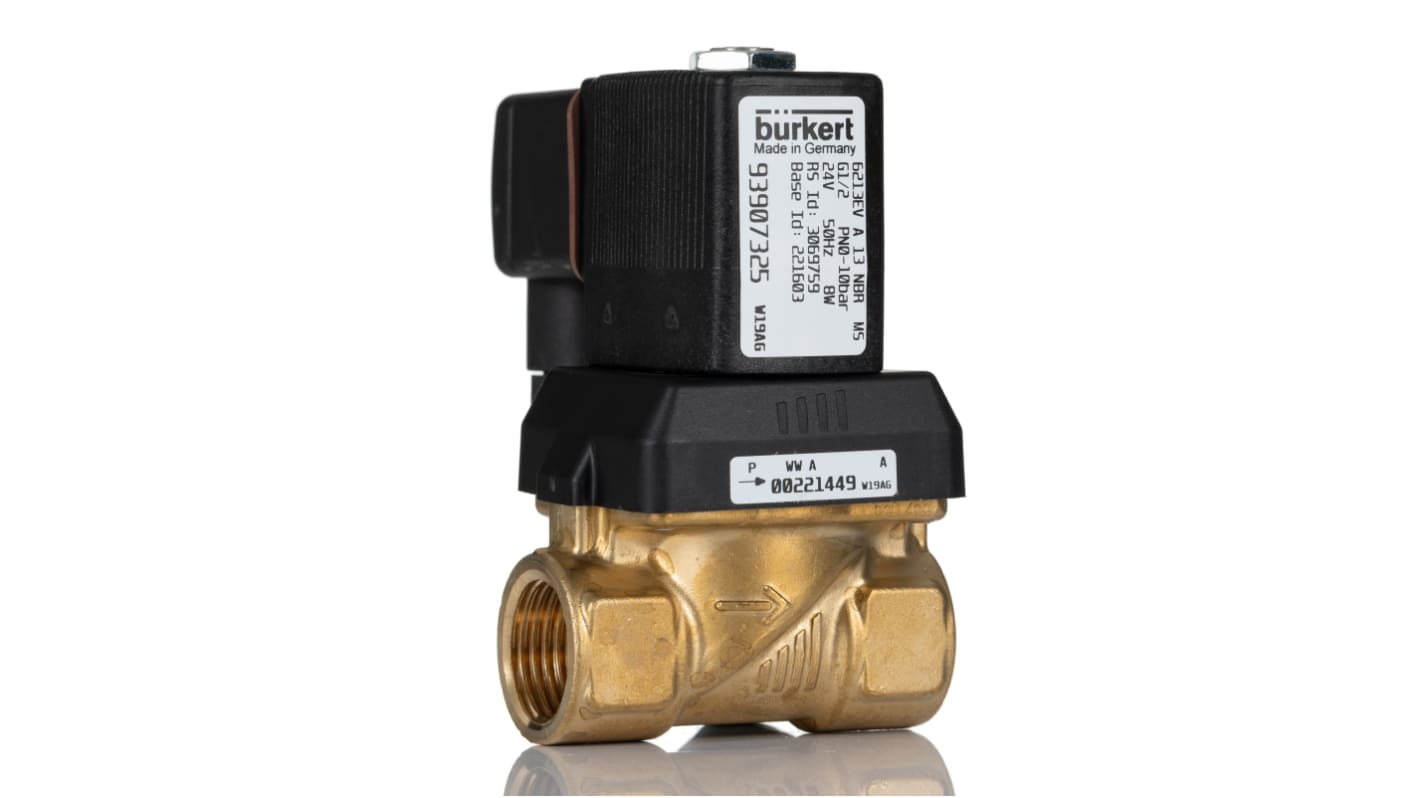 Burkert Solenoid Valve 221603, 2 port(s) , NC, 24 V ac, 1/2in