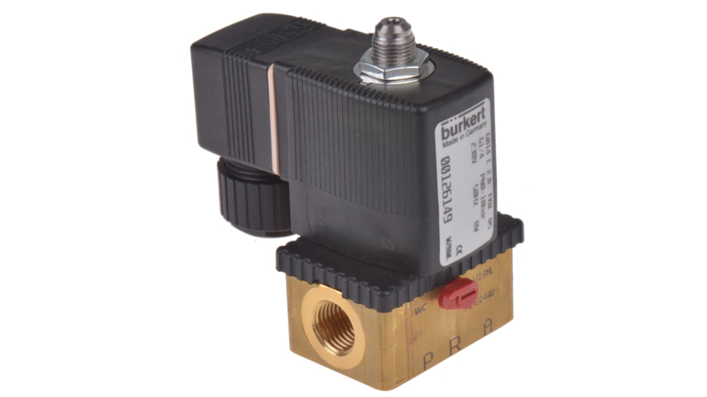 Elettrovalvola NC Burkert, 10 bar max, 3 porte , 230 V c.a., 1/4poll