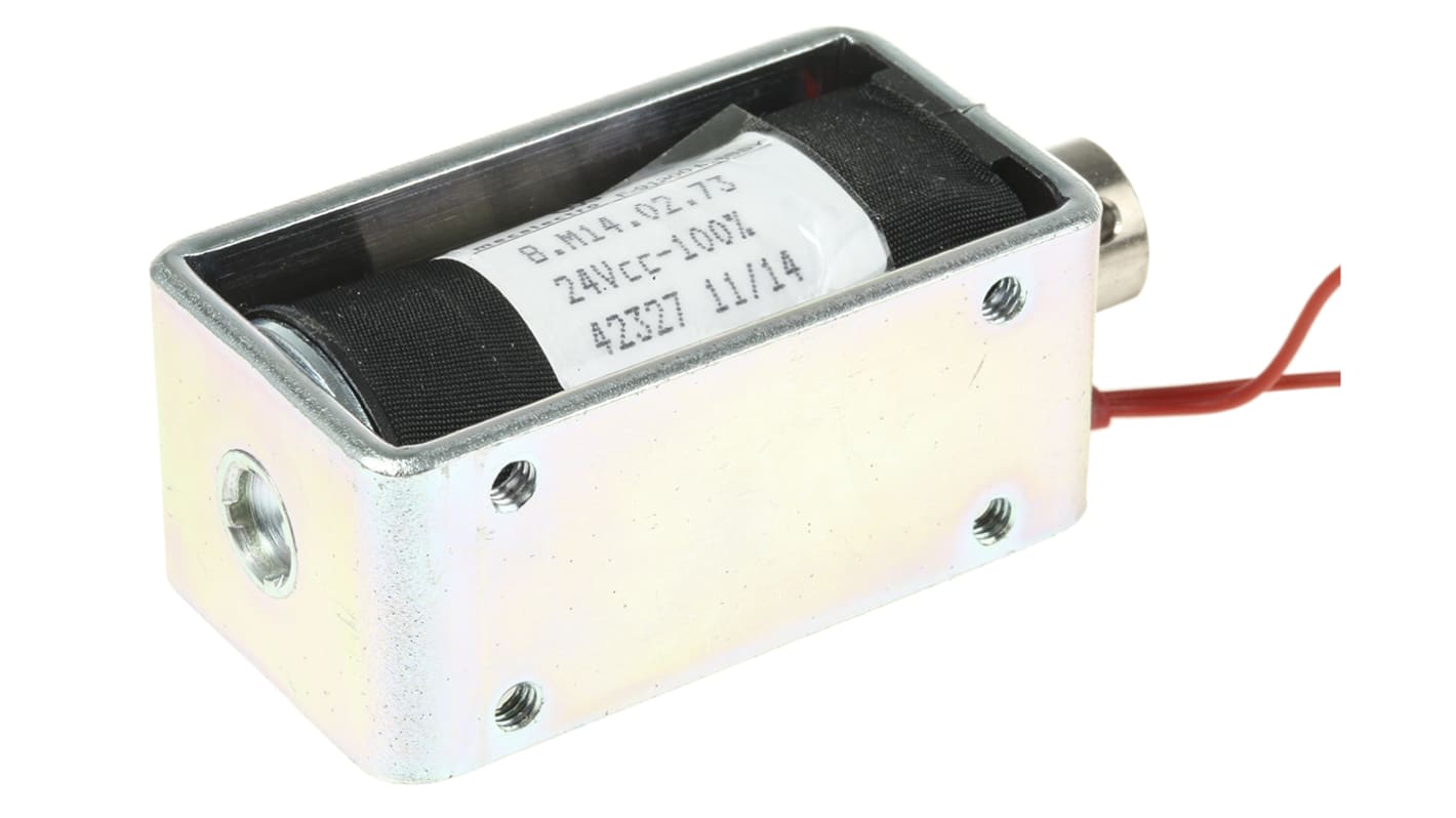 Solenoide lineal de tirar Mecalectro, 24 Vdc, recorrido 12mm, fuerza 2 → 8N