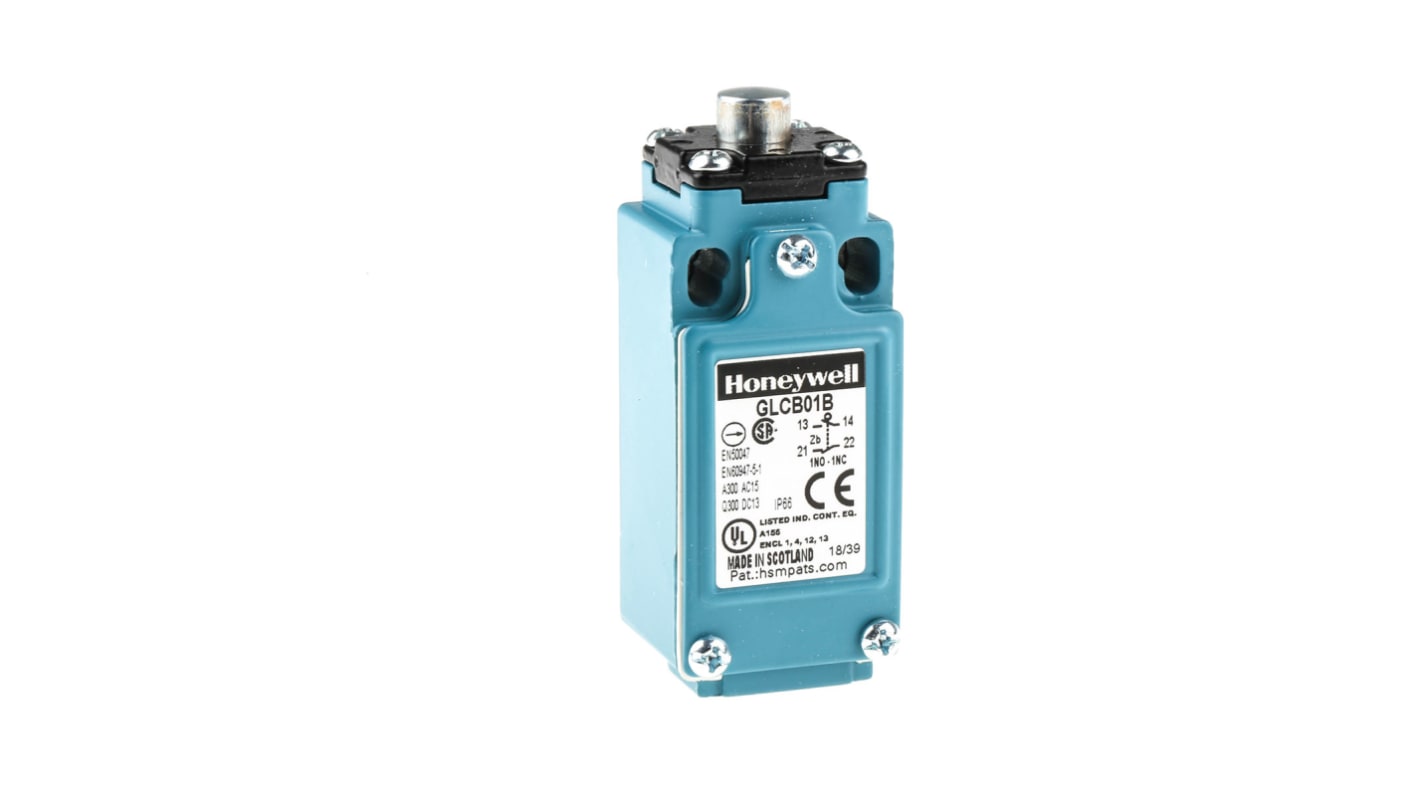 Honeywell GLC Series Plunger Limit Switch, NO/NC, IP66, SPDT 1NO/1NC, Die Cast Zinc Housing, 300V ac Max, 10A Max