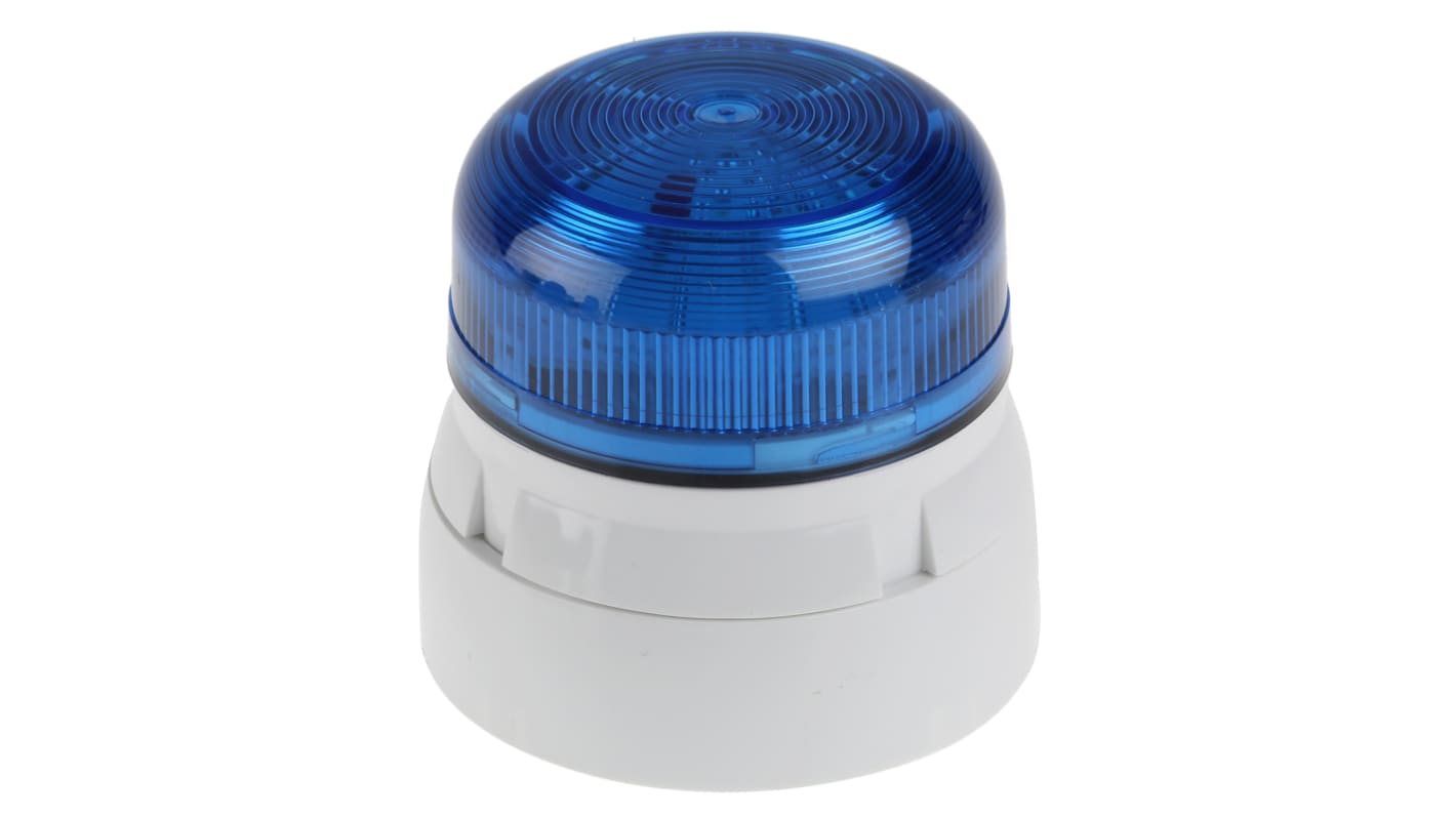 Klaxon 蓝色闪光氙气警示灯, 白色外壳, 12 V 直流，24 V 直流, Φ85mm底座, 表面安装