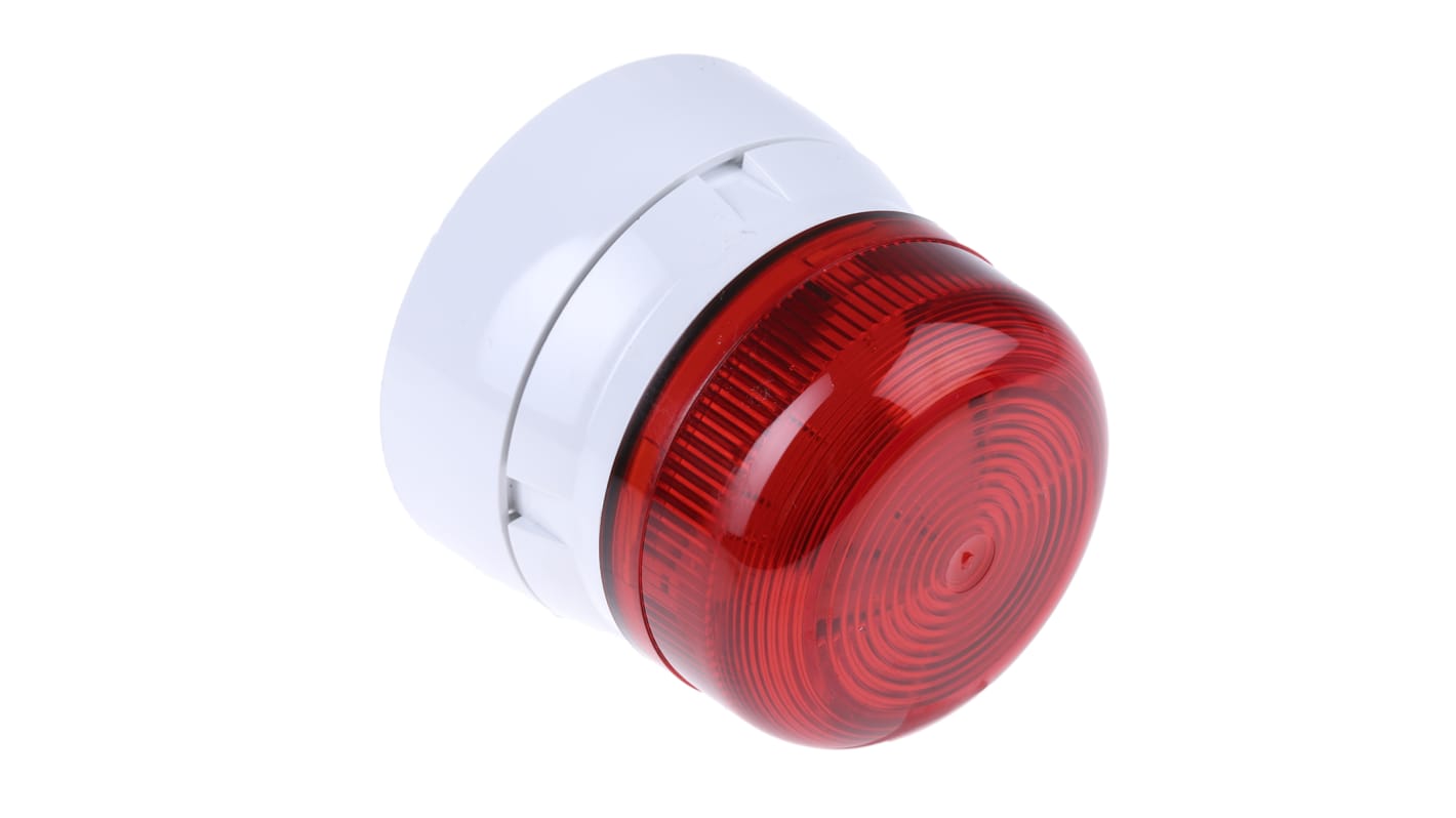 Klaxon 红色闪光氙气警示灯, 白色外壳, 110 V 交流, Φ85mm底座, 表面安装