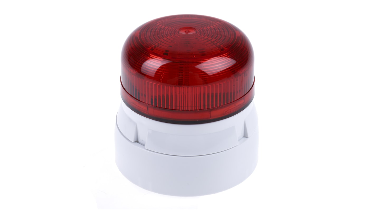 Klaxon 红色闪光氙气警示灯, 白色外壳, 12 V 直流，24 V 直流, Φ85mm底座, 表面安装