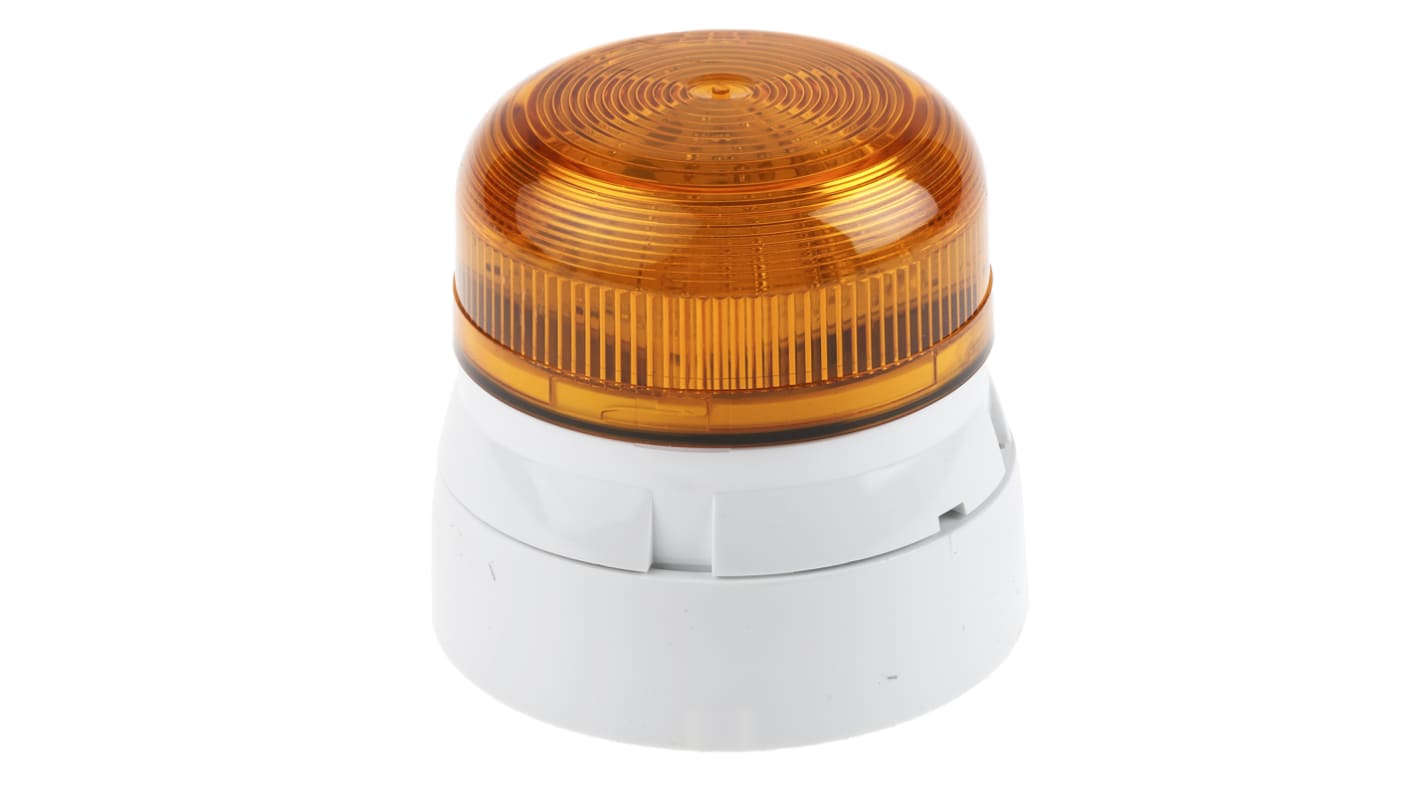 Klaxon 琥珀色闪光氙气警示灯, 白色外壳, 12 V 直流，24 V 直流, Φ85mm底座, 表面安装