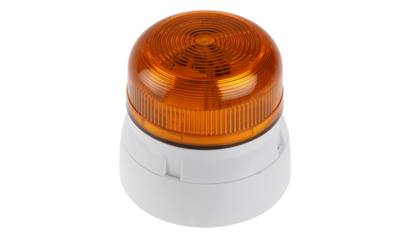 Klaxon 琥珀色常亮LED警示灯, 白色外壳, 230 V 交流, Φ85mm底座, 表面安装