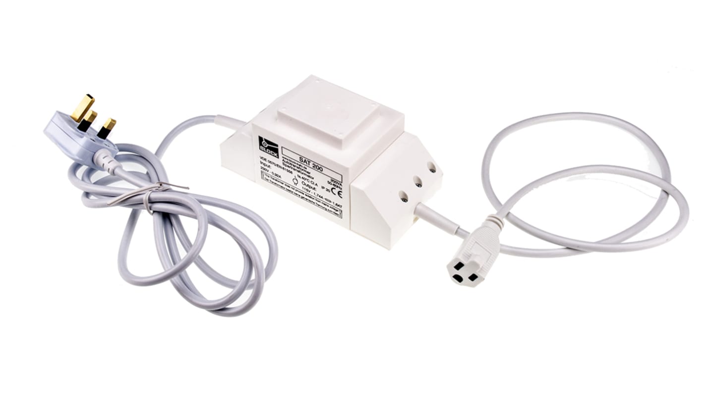 Block Spartransformator, 230V ac, 115 V ac, 200VA, 166 x 76 x 77mm