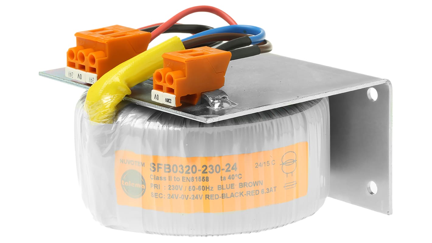 Nuvotem Talema 230V ac, ±24V ac Toroidal Transformer, 320VA 1 Output