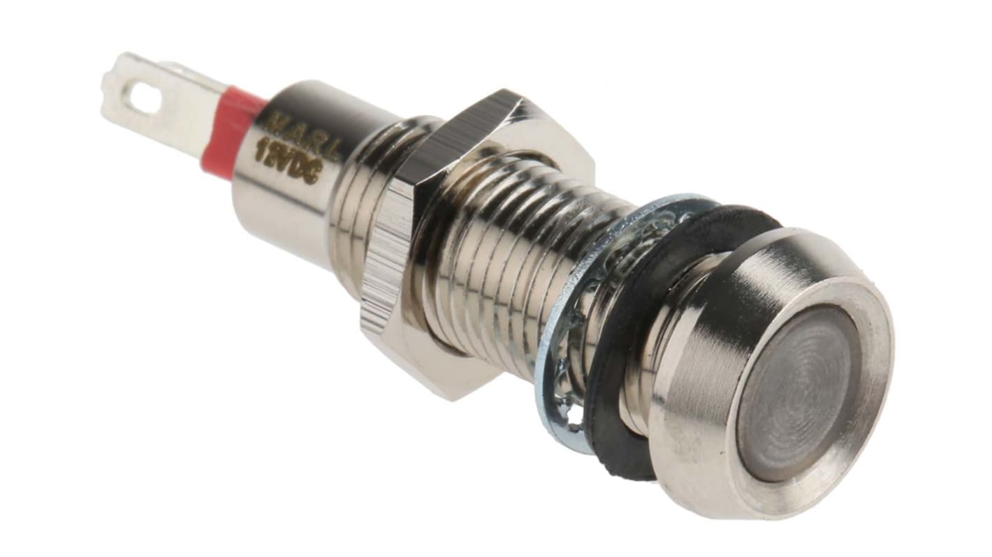 Indicatore da pannello Marl Verde  a LED, 12V cc, IP67, Ad incasso, foro da 8.1mm