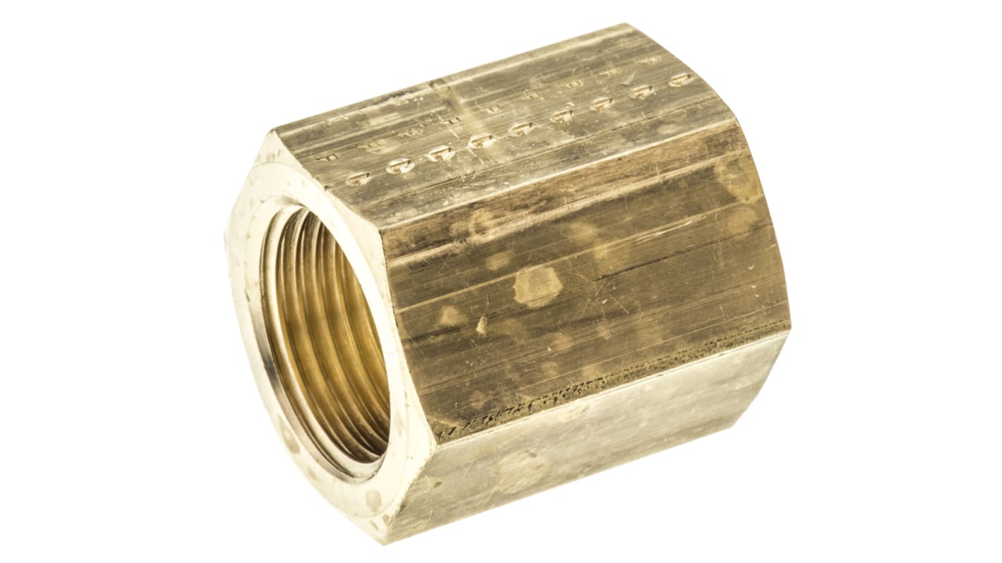 Legris Brass Pipe Fitting, Straight Threaded Coupler, Female G 3/8in to Female G 3/8in