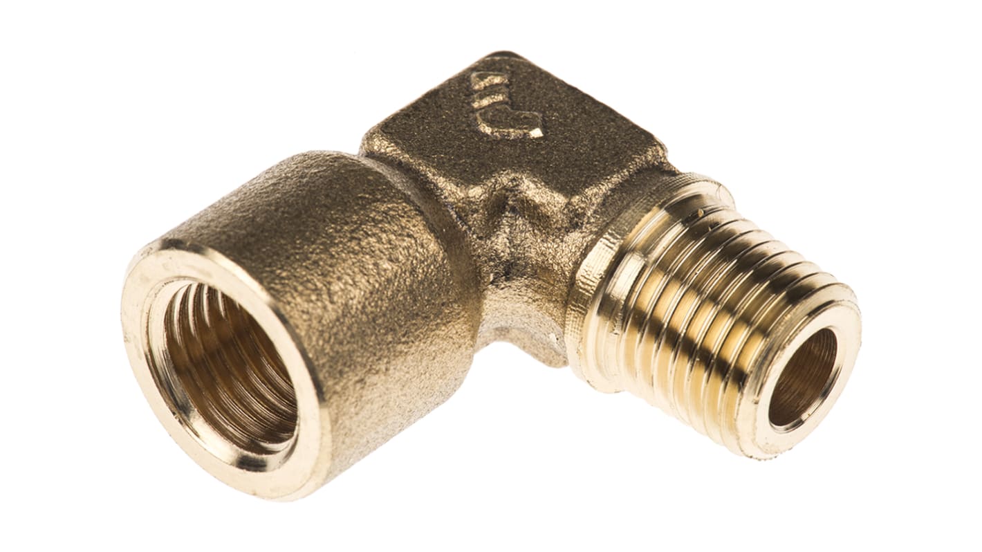 Legris Brass Pipe Fitting, 90° Threaded Elbow, Male R 1/4in to Female G 1/4in