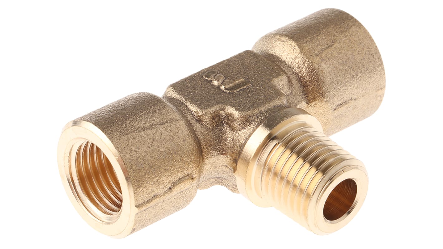 Legris Brass Pipe Fitting, Tee Threaded Branch Tee, Female BSPP 1/4in to Female BSPP 1/4in