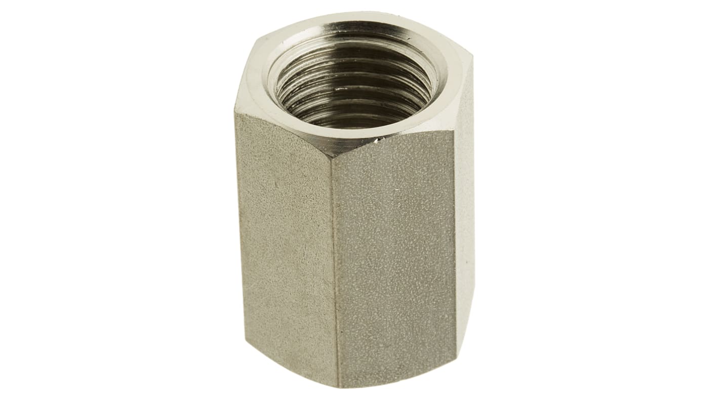 Legris Stainless Steel Pipe Fitting, Straight Hexagon Coupler, Female G 1/4in x Female G 1/4in