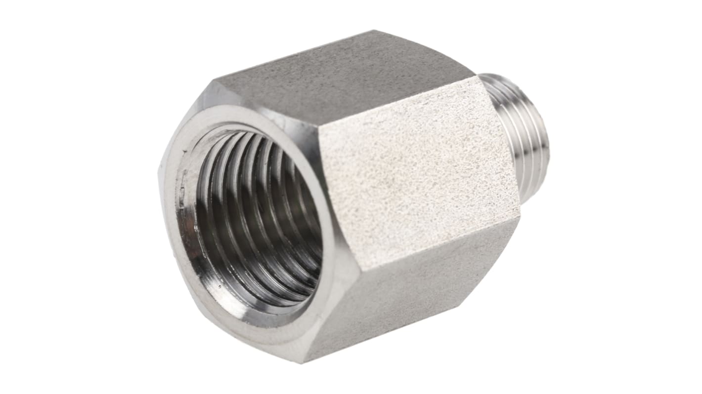 Legris Stainless Steel Pipe Fitting, Straight Hexagon Increaser, Male R 1/8in x Female G 1/4in