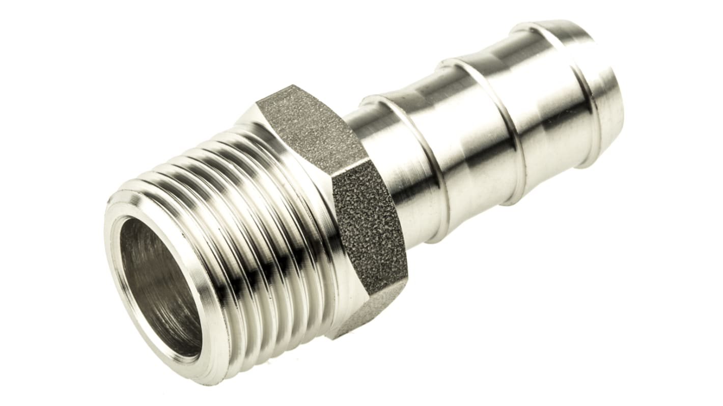 Legris Stainless Steel Pipe Fitting, Straight Hexagon Tailpiece Adapter, Male R 3/8in x Male