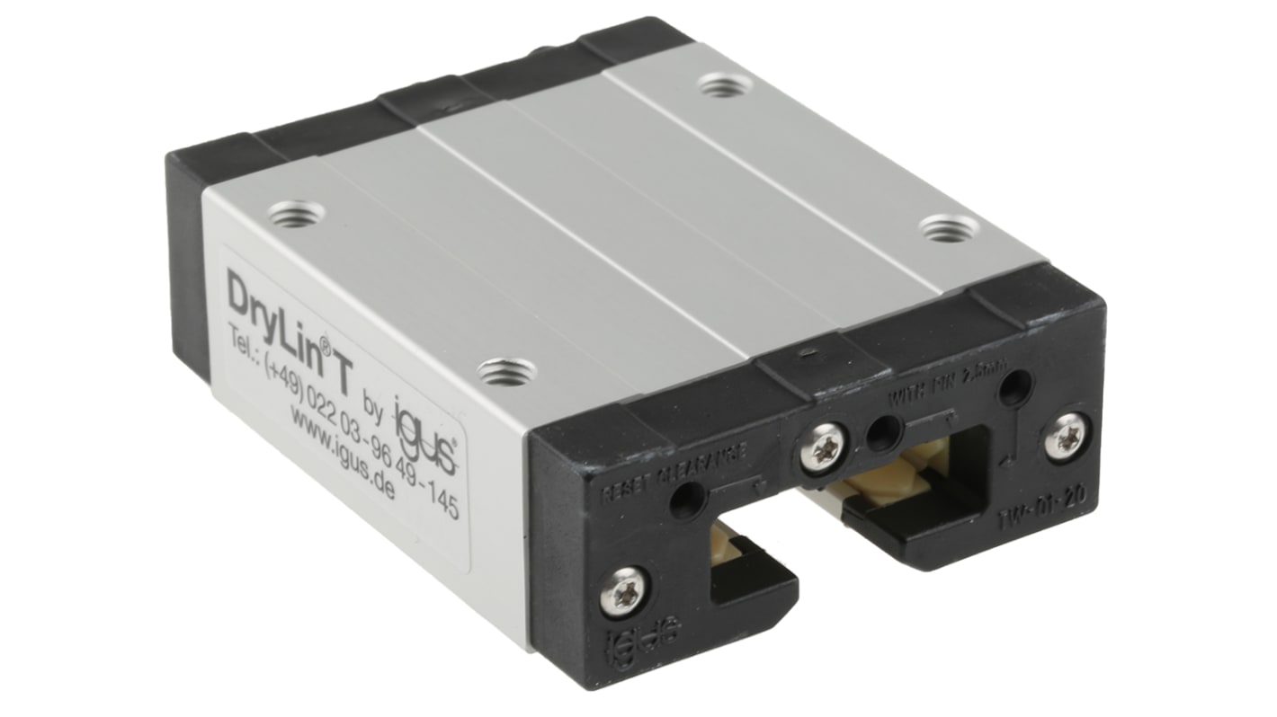 Igus T Linearführung Schlitten für 20mm-Schienen, 81mm x 63mm, 7.4kN