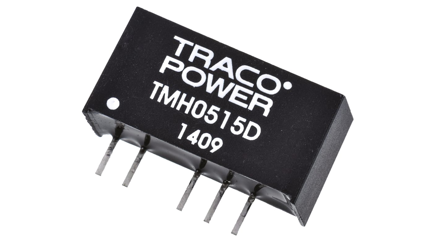 TRACOPOWER TMH DC-DC Converter, ±15V dc/ ±65mA Output, 4.5 → 5.5 V dc Input, 2W, Through Hole, +85°C Max Temp
