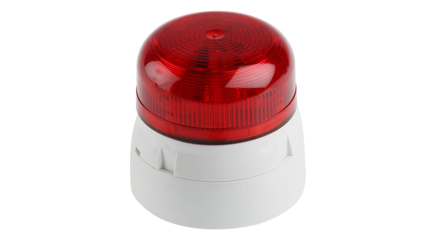 Klaxon 红色闪光LED警示灯, 白色外壳, 230 V 交流, Φ85mm底座, 表面安装