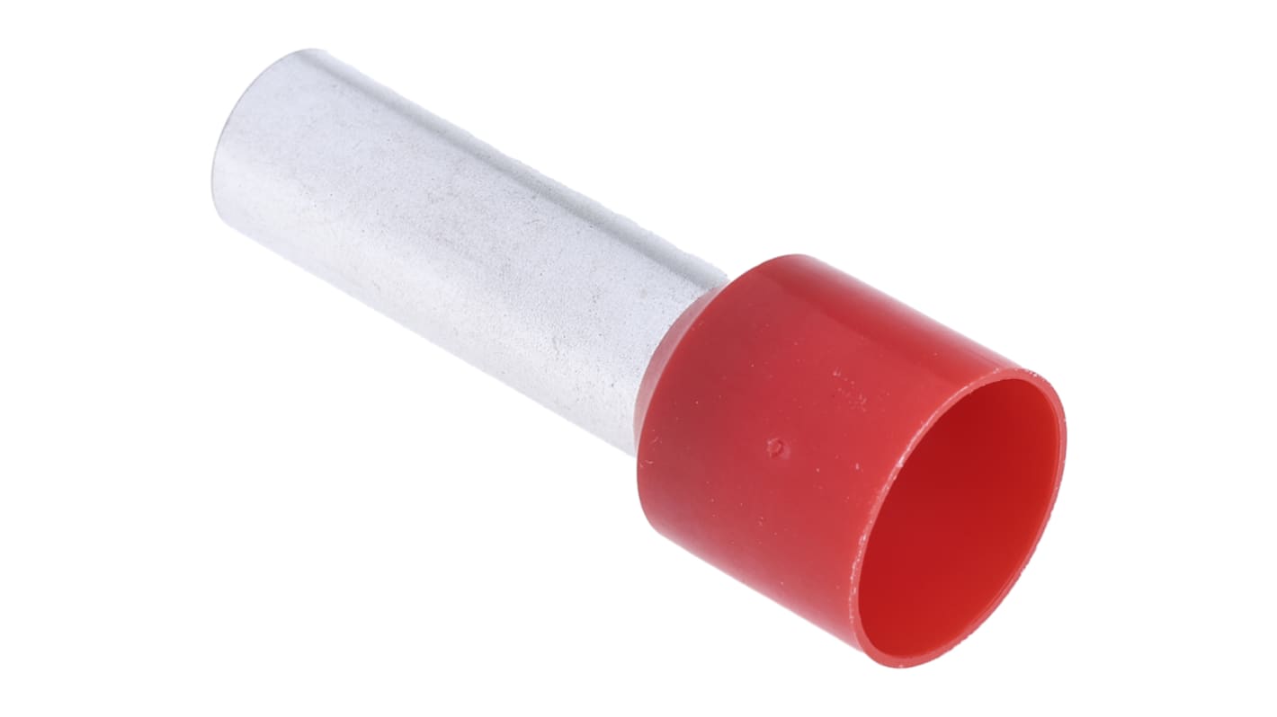 RS PRO Insulated Crimp Bootlace Ferrule, 25mm Pin Length, 8.3mm Pin Diameter, 35mm² Wire Size, Red