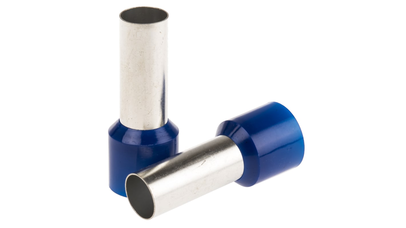 RS PRO 绝缘管型端子, 蓝色, 1/0mm², Φ10.3mm x 25mm引脚, 总长41mm