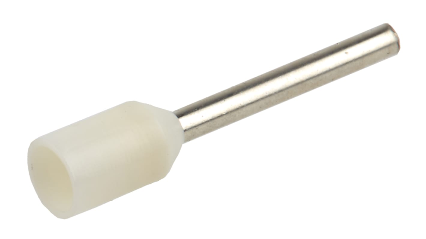 RS PRO 绝缘管型端子, 白色, 18mm², Φ1.2mm x 12mm引脚, 总长18.5mm