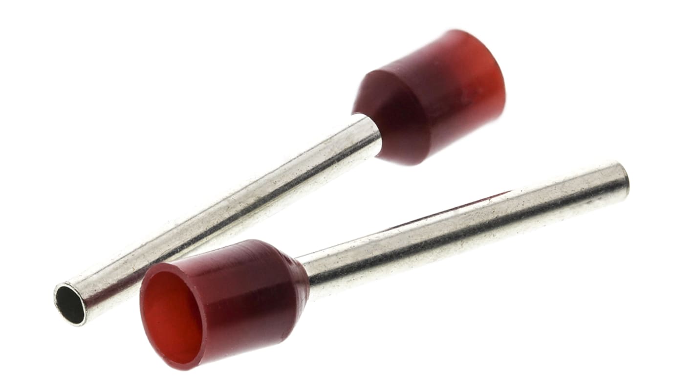 Boccola a crimpare RS PRO, Isolato, Rosso, lunghezza pin 18mm, filo max 1.5mm², 16AWG