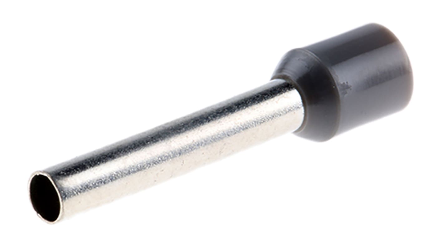 RS PRO Insulated Crimp Bootlace Ferrule, 18mm Pin Length, 2.8mm Pin Diameter, 4mm² Wire Size, Grey