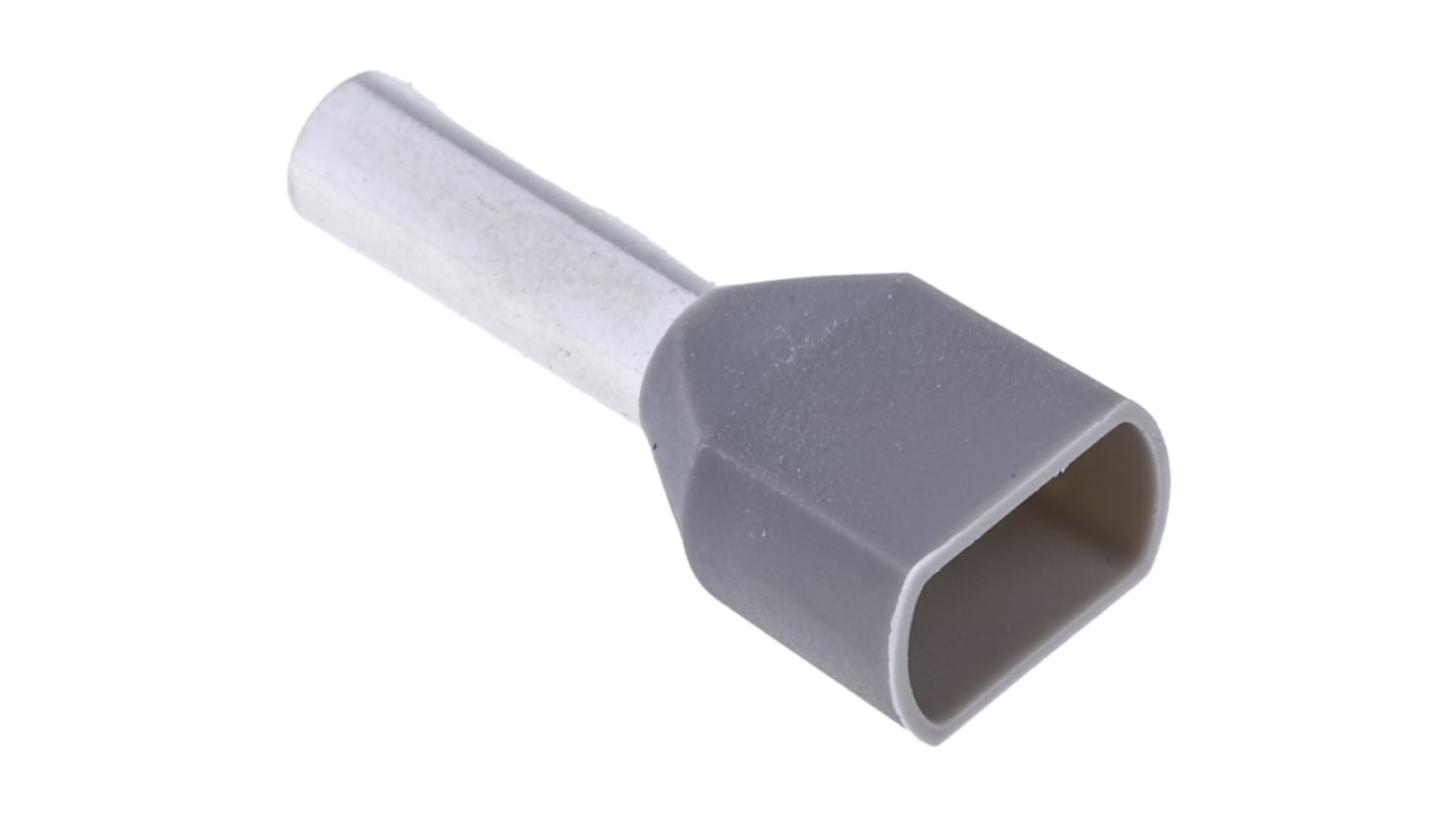 Puntera hueca de crimpado RS PRO, Aislado, Pin de 12mm, Gris 2 x 12AWG 2 x 4mm² 2 x 12AWG 2 x 4mm²
