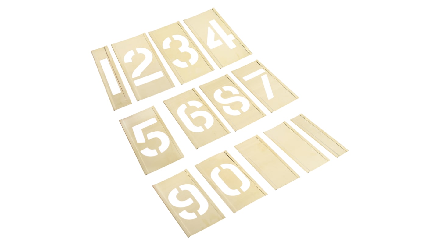 AT Brown 13 Piece Brass Stencil Numbers, 51mm Character Height