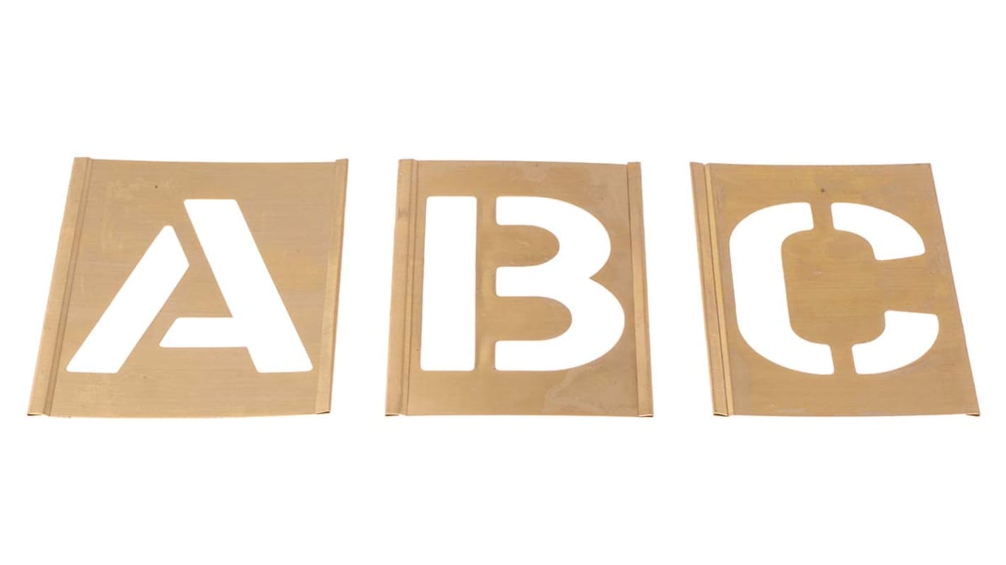 AT Brown 30 Piece Brass Stencil Letters, 76mm Character Height