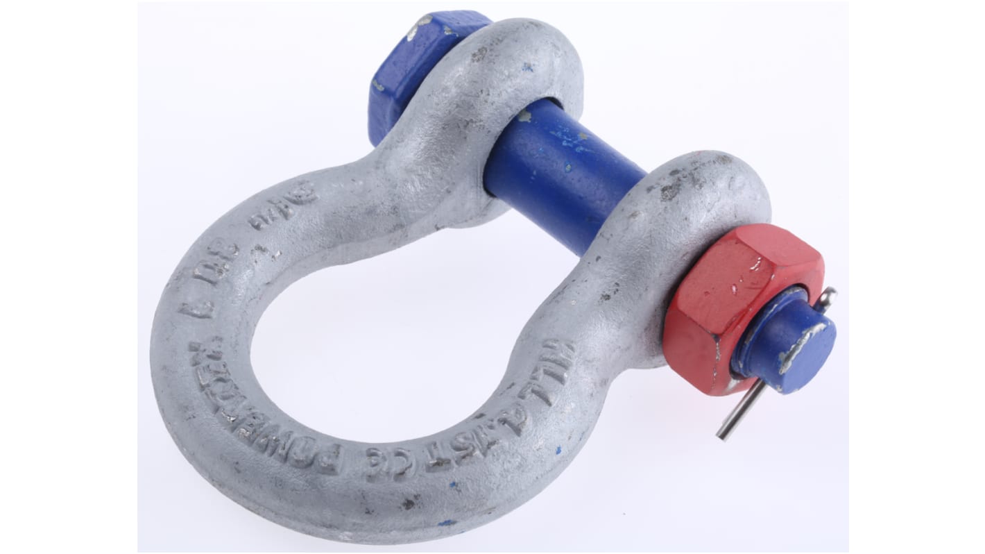 RS PRO 镀锌钢弓形卸扣, 开口销, 4.75t安全负荷, 扣体直径19.1mm, 开口宽31.8mm, 横销直径22.4mm