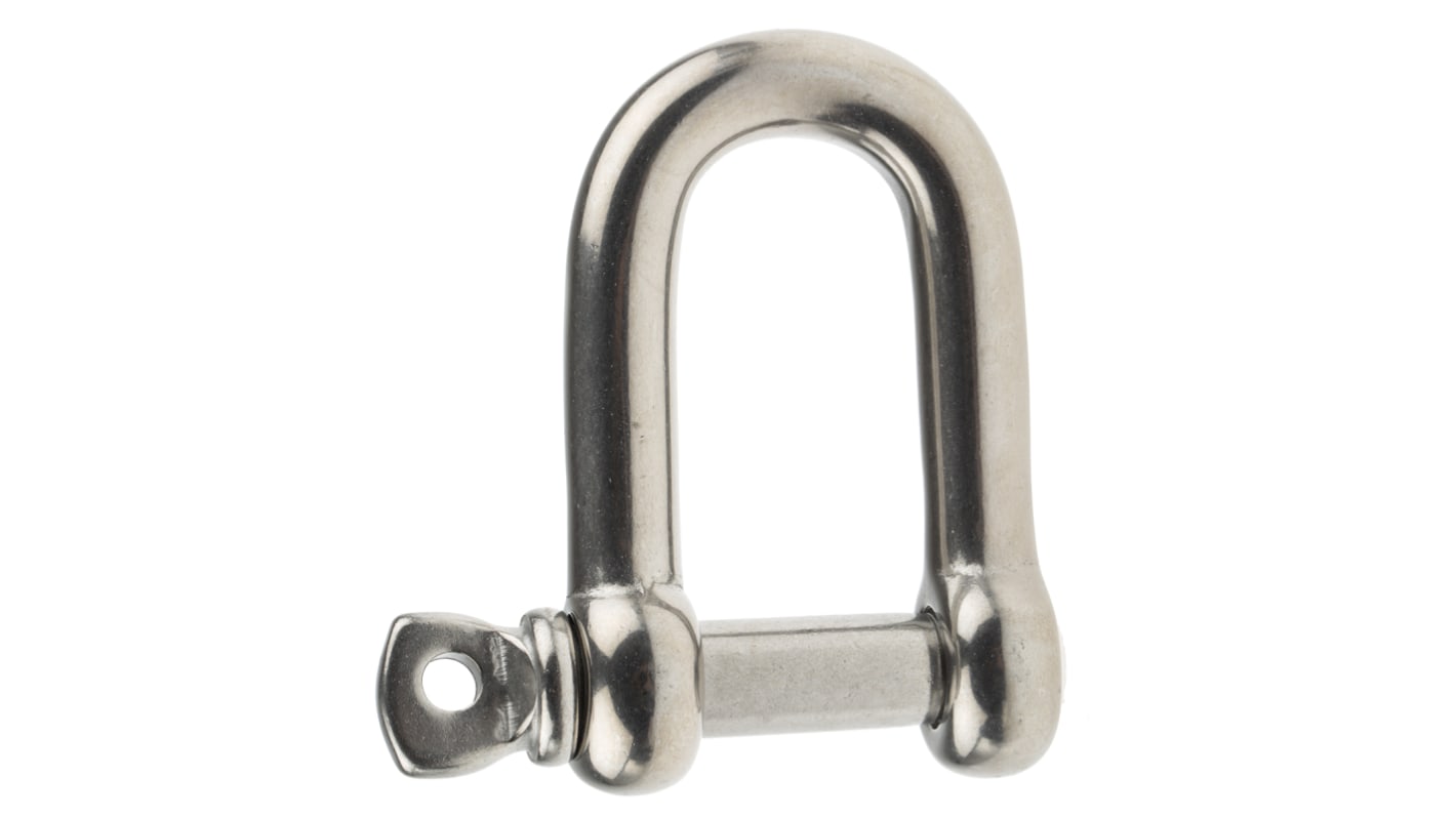 RS PRO Sjækkel, Rustfrit stål, D-sjækkel, Skruebolt, 0.75t, godsdiameter: 16mm