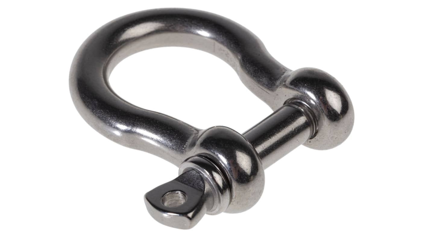 RS PRO 不锈钢弓形卸扣, 螺栓销, 0.3t安全负荷, 扣体直径8mm, 开口宽16mm, 横销直径8mm