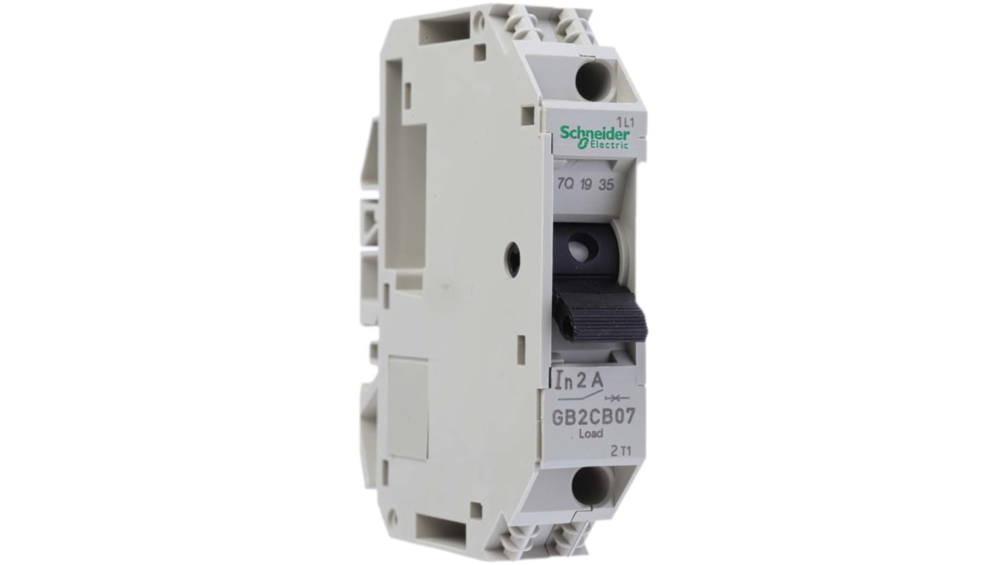 Schneider Electric Thermal Circuit Breaker - GB2 Single Pole 277V ac Voltage Rating DIN Rail Mount, 2A Current Rating