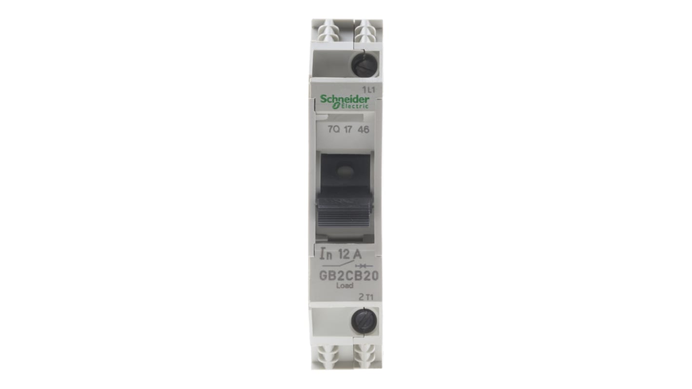 Disjoncteur thermique Schneider Electric GB2, 12A, 1 pôle, 277 V ac, 415V c.a.