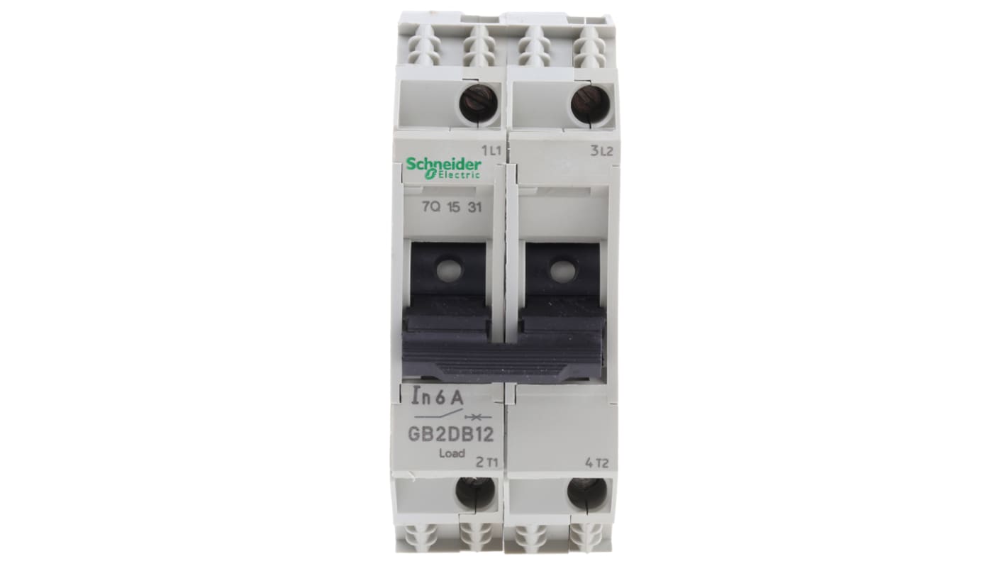 Schneider Electric TeSys Thermal Circuit Breaker - GB2 2 Pole 277V ac Voltage Rating DIN Rail Mount, 6A Current Rating