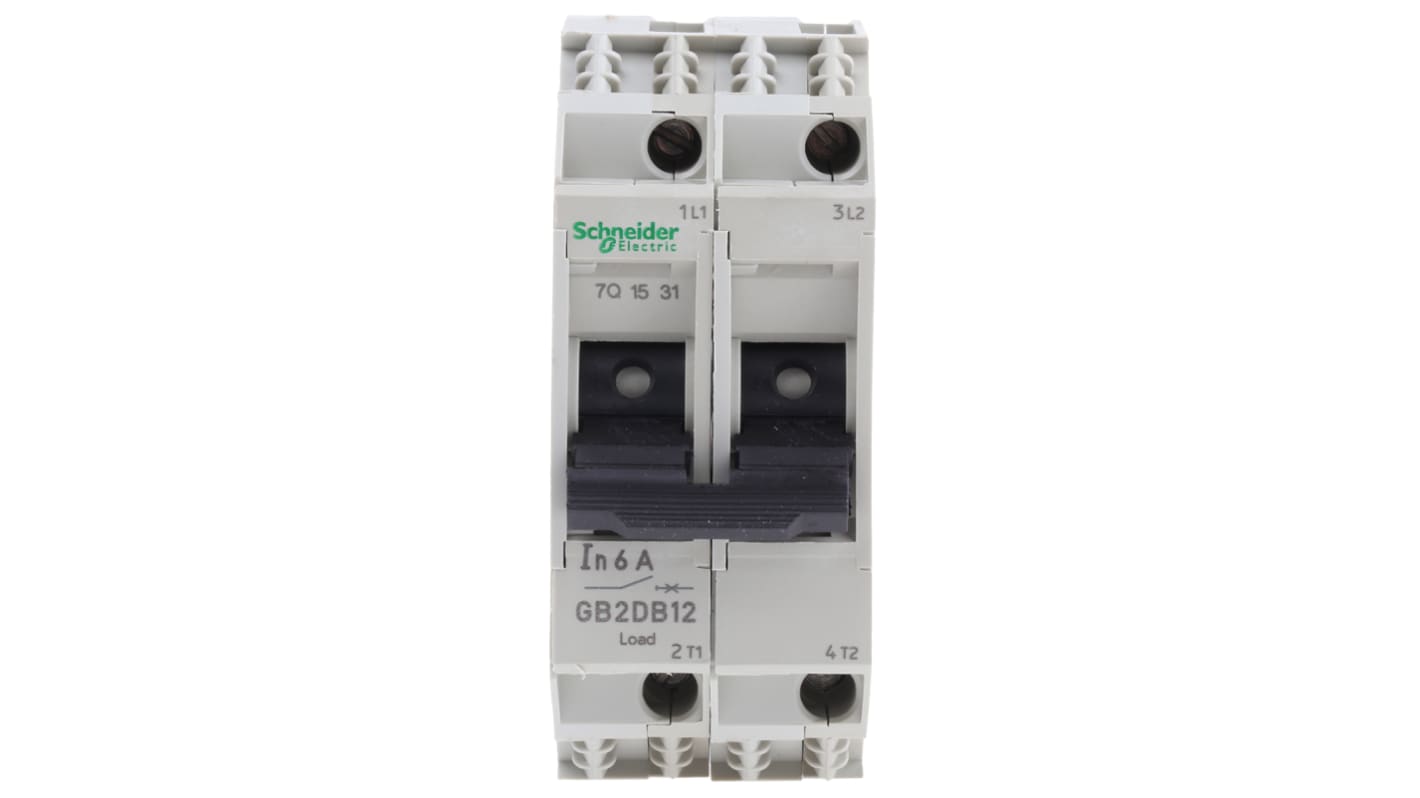 Schneider Electric Thermal Circuit Breaker - GB2 2 Pole 277V ac Voltage Rating DIN Rail Mount, 6A Current Rating