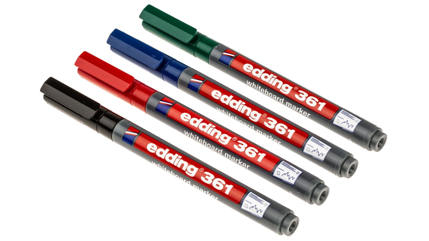 Edding White Board Pen, 4 Assorted, 1 mm Tip Size