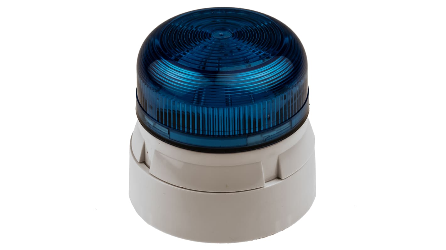 Klaxon 蓝色闪光氙气警示灯, 白色外壳, 12 V 直流，24 V 直流, Φ85mm底座, 表面安装