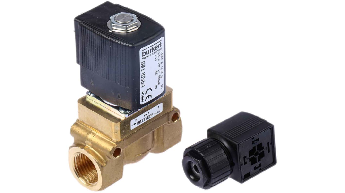 Burkert Solenoid Valve 134590, 2 port(s) , NC, 24 V dc, 1/2in