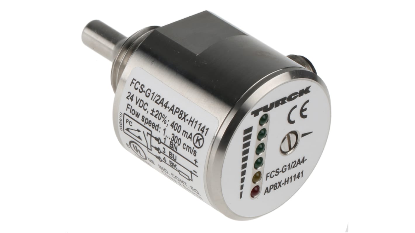 Turck 流量控制器, 1 → 150（水）cm³/s，3 → 300（油）cm³/s最大流量, -25°C最低工作温度, 1/2 in管径, FCS系列