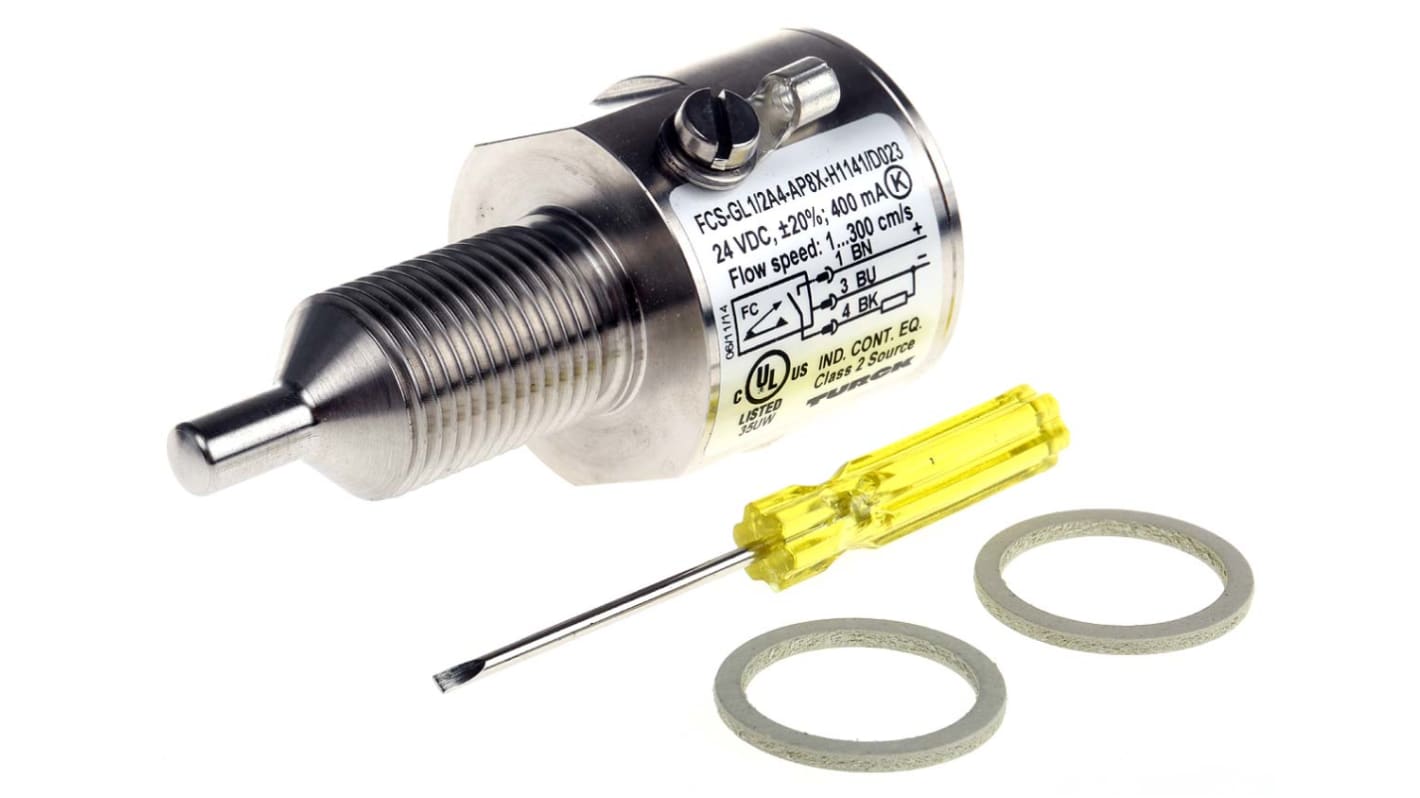 Turck 流量控制器, 1 → 150（水）cm³/s，3 → 300（油）cm³/s最大流量, -25°C最低工作温度, 1/2 in管径